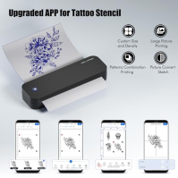 TATELF Stencil Printer Tattoo A4 Thermal Printer Bluetooth Tattoo Printer Machine Wireless with 2600mAh Battery 20 listů přenoso